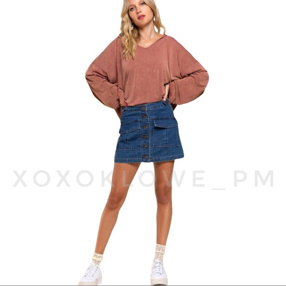 🔥SALE POL Button Front Denim Jean Skirt - Picture 3 of 12